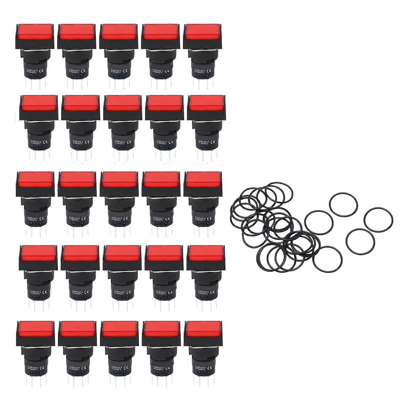 25PCS Button Switch with Control Light Power Push Switch for Industrial Equipments AC DC12V