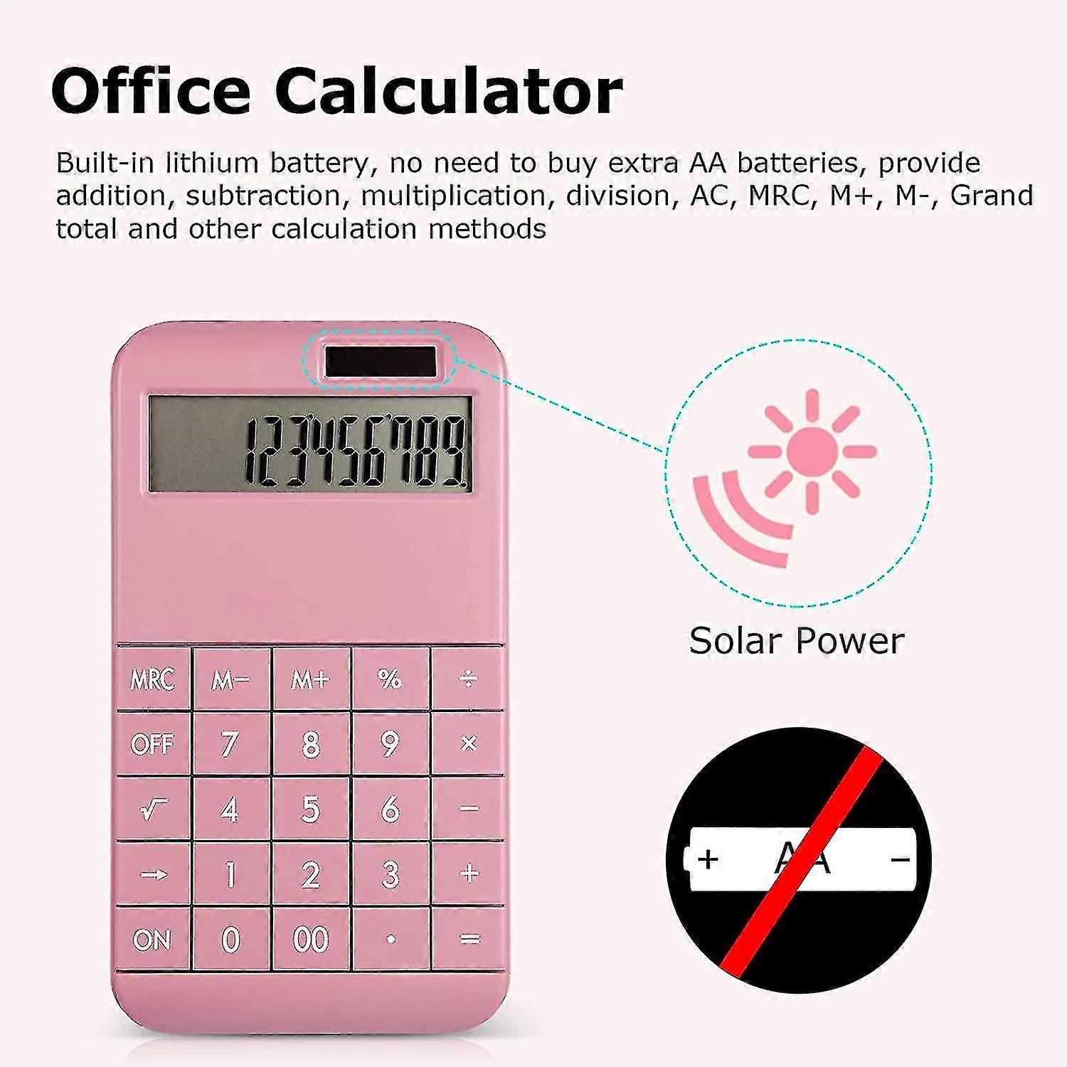 Basic Standard Calculator 12 Digit Desktop Calculator With Large Lcd Display Pink