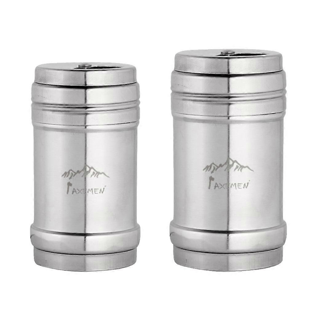 Salt Pepper Shaker Jar Stainless Condiment Dispenser 2pcs(S+M)