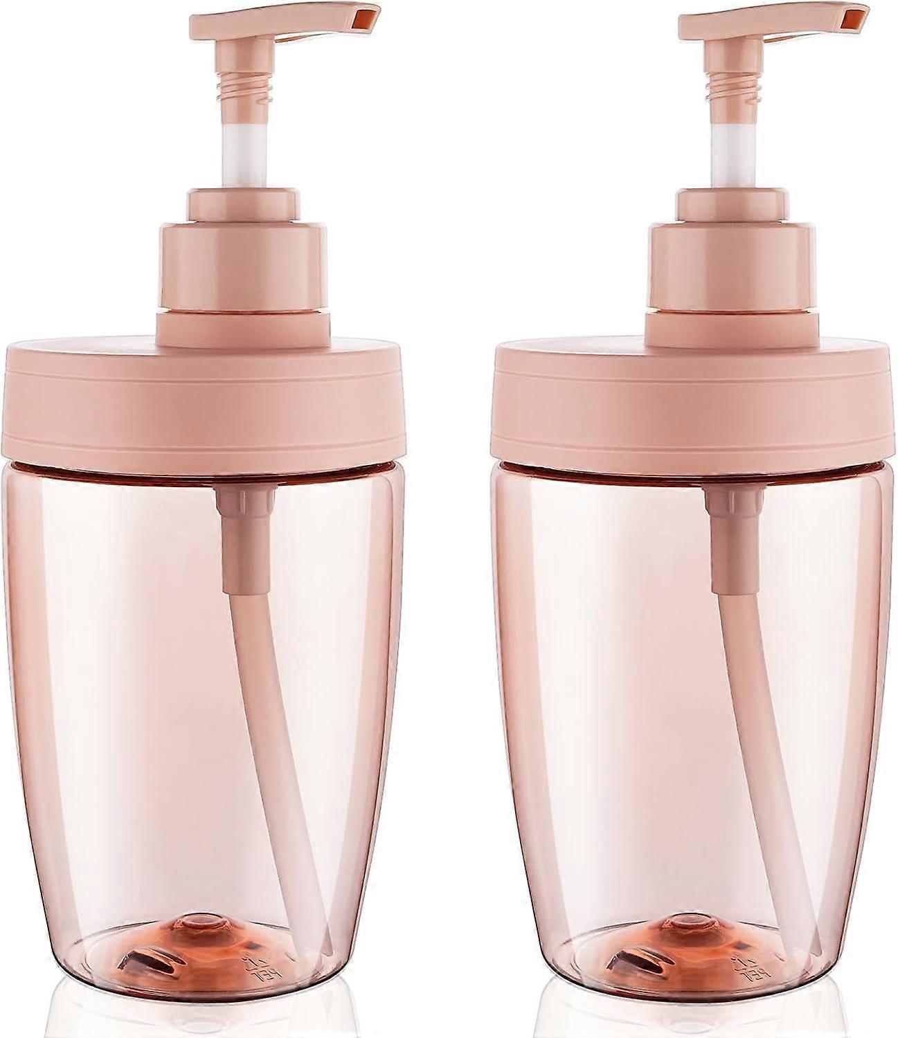 2 Pack  Soap Dispenser Empty Pump Bottles Dispenser 16oz  with Labels (Pink)