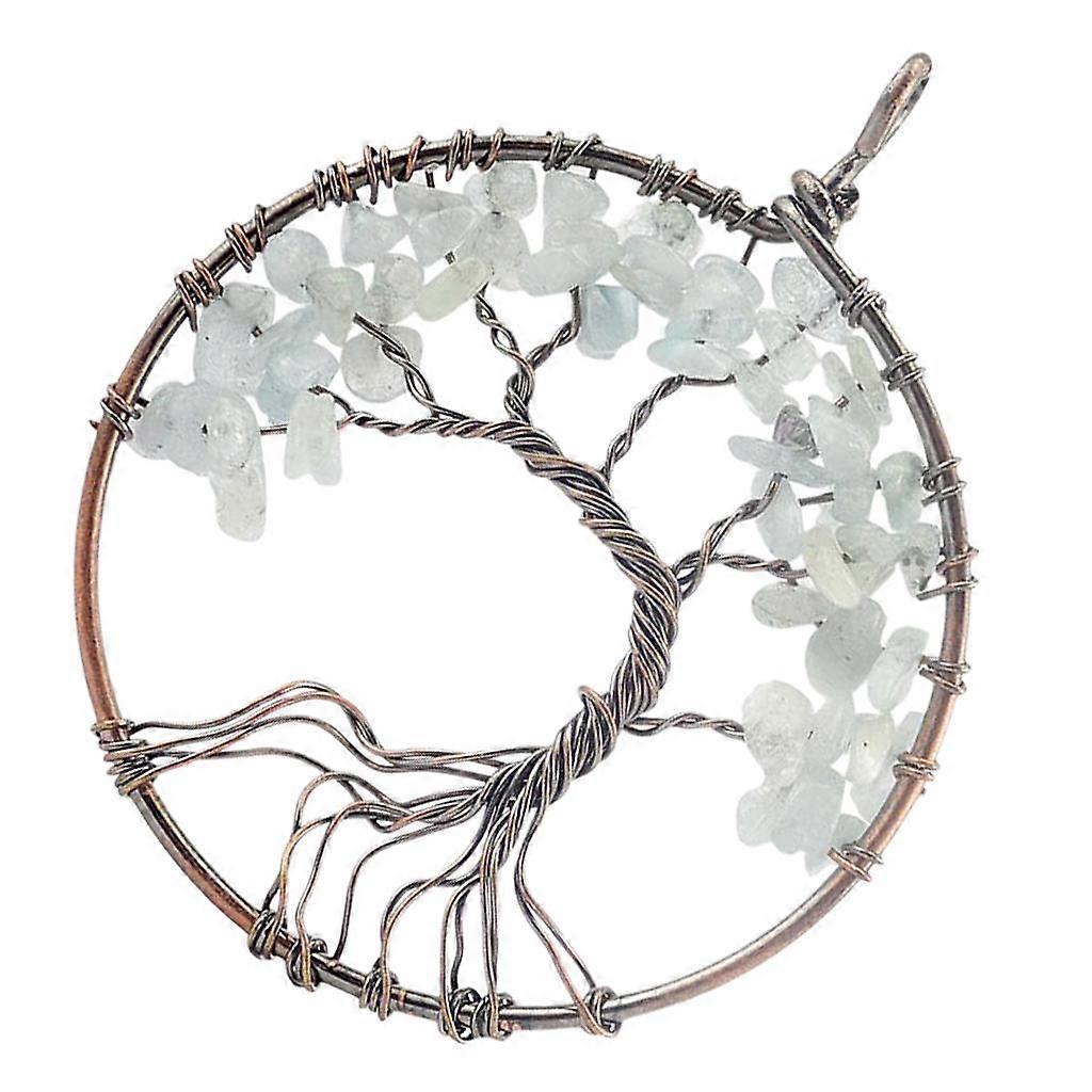 Tree of Life Pendant Retro Copper Wire Wrapped Gemstone Charms Multi-Color