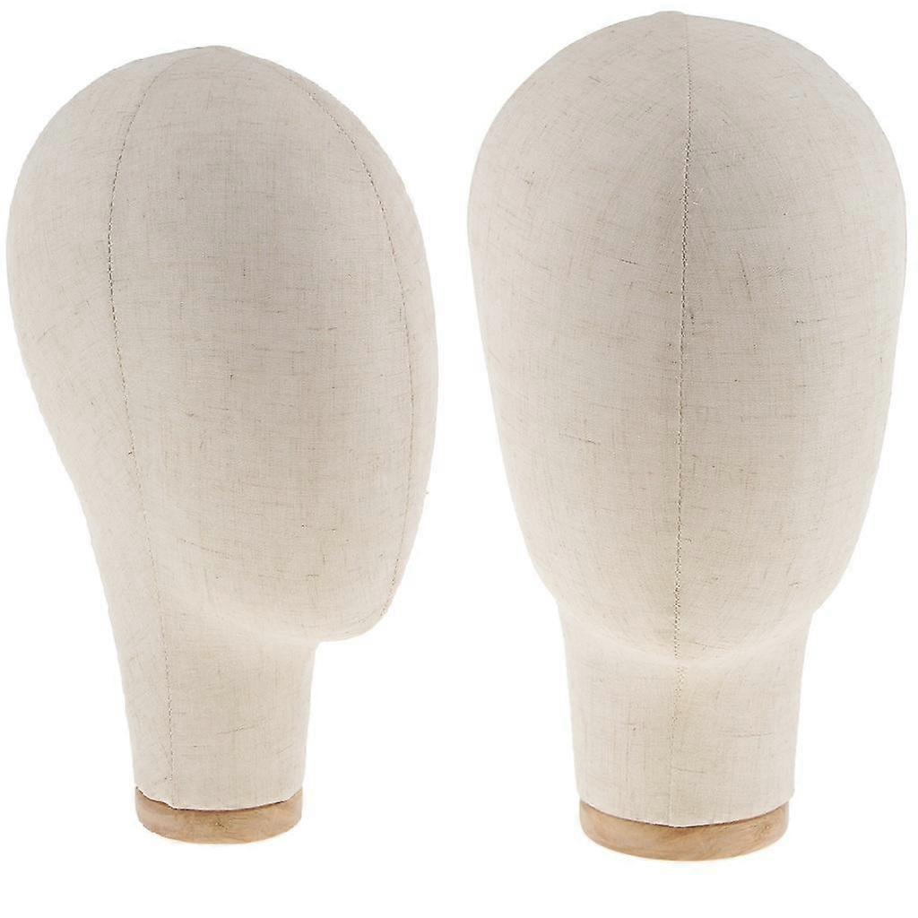 2x 21 '' Cork Canvas Block Head Manequin/Manikin Head Parrucca Display Styling Head