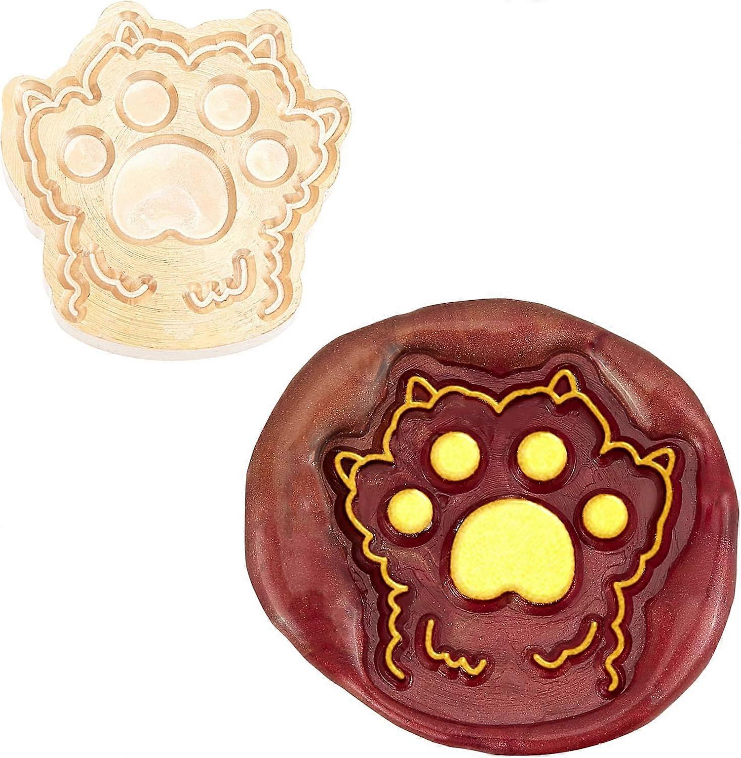 Wax Seal Stamp Heads Only No Handle Sealing Wax Stamp Head Replacement Cat Paw Vintage Removable Brass Seal Head for Wedding Invitations Envelopes Hal