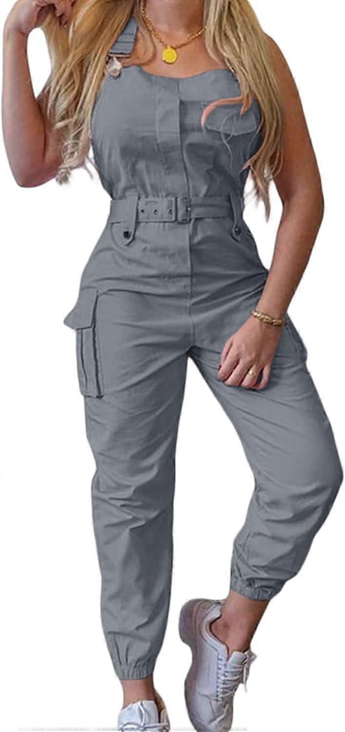 Tuta da lavoro senza maniche da donna, tuta intera regolabile con