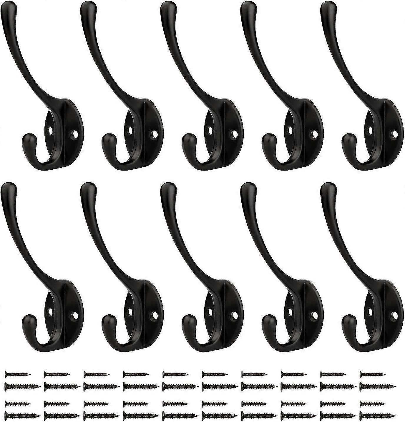Wall Mounted Coat Hook, Coat Hook, For Bathroom Kitchen, 10 Pieces Black
