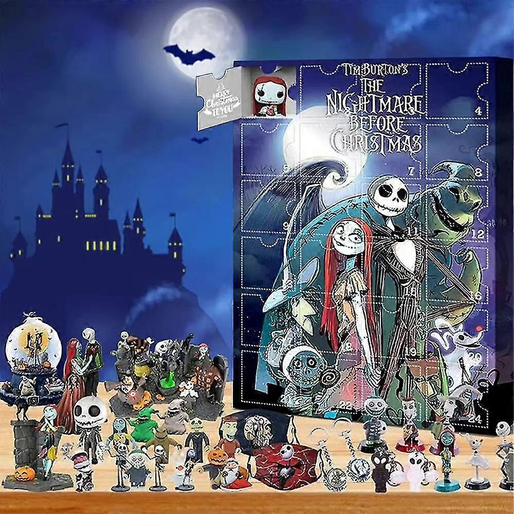 2022 Halloween 24 Days Countdown Advent Calendars - Kids The Nightmare Before Christmas Figures Doll Toy 24 Grids Surprise Gift