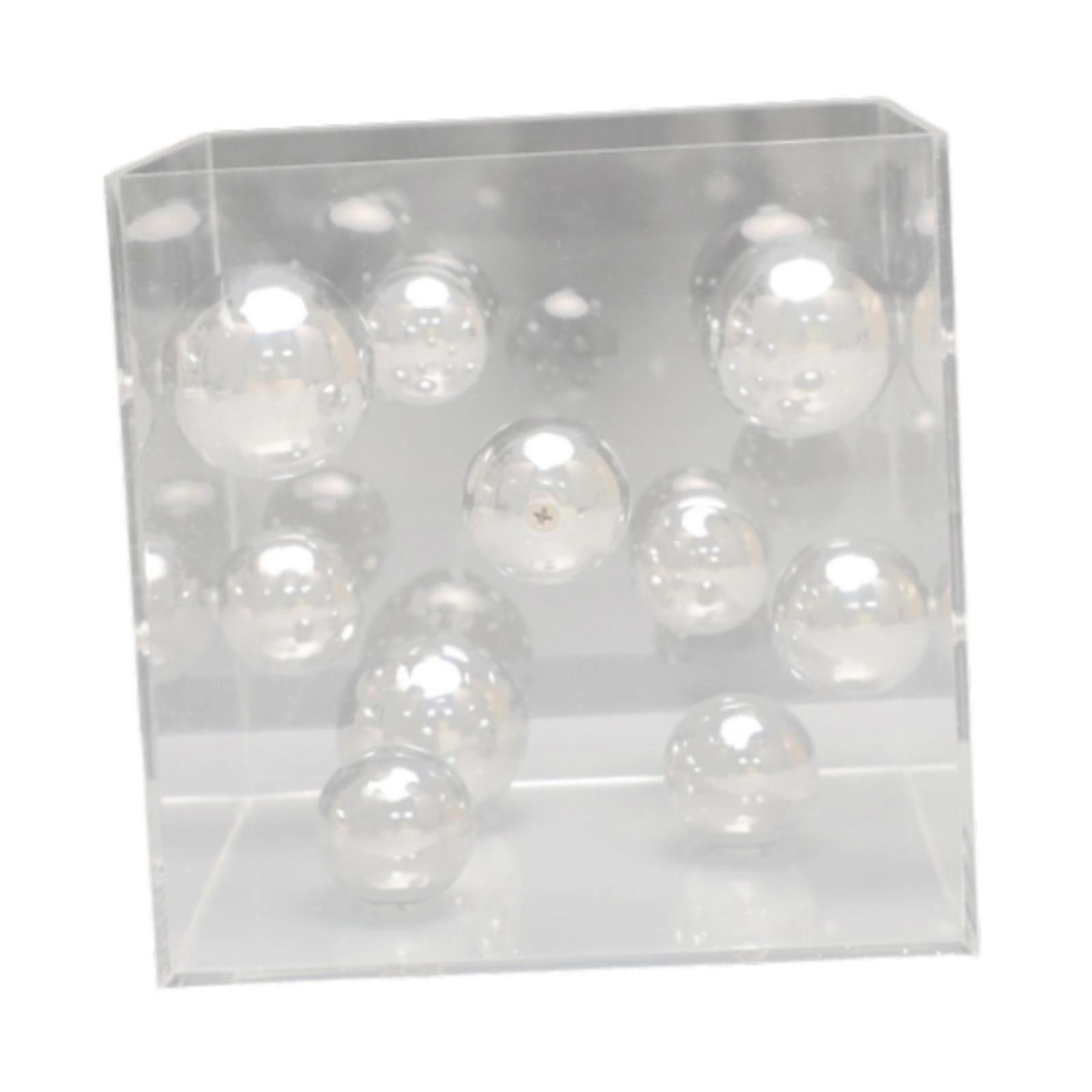 Clear Acrylic Cover Ball Ornament Square Display Case for Bookshelf Showcase 18cmx18cmx18cm Silver