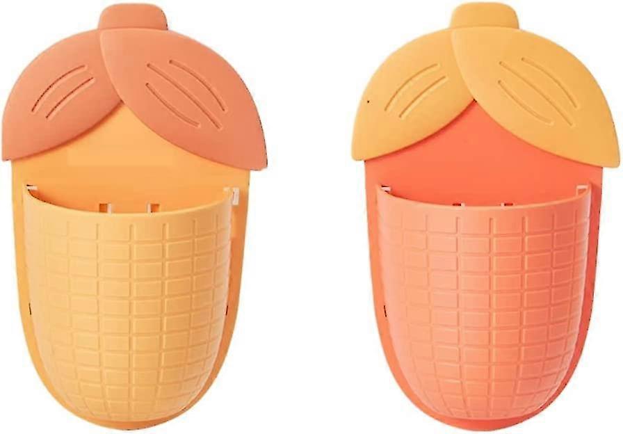 Wall-mounted Self-adhesive Storage Box, Pen Holder (yellow)