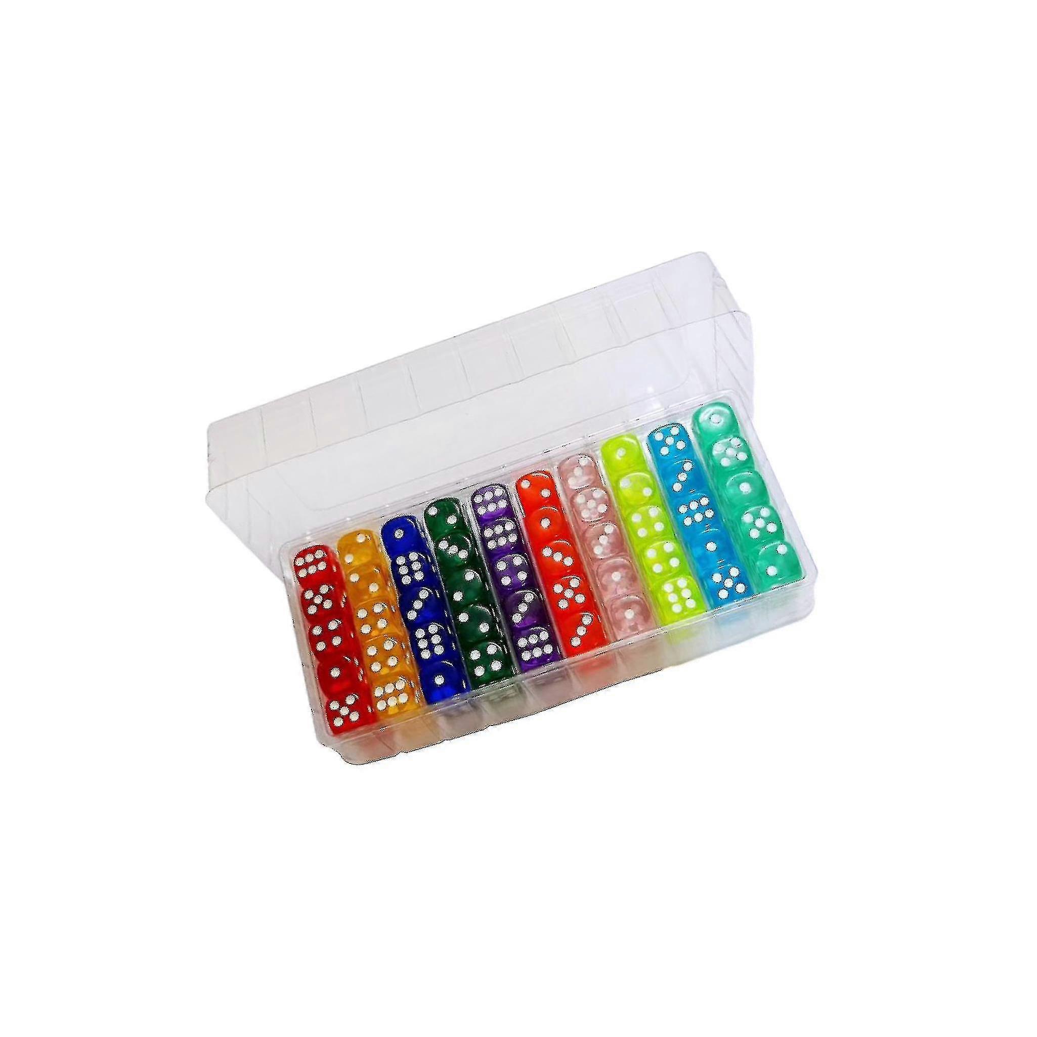 100pcs 6 Sided Games Dice Set Acrylic Dice For Board Games Teaching-CE