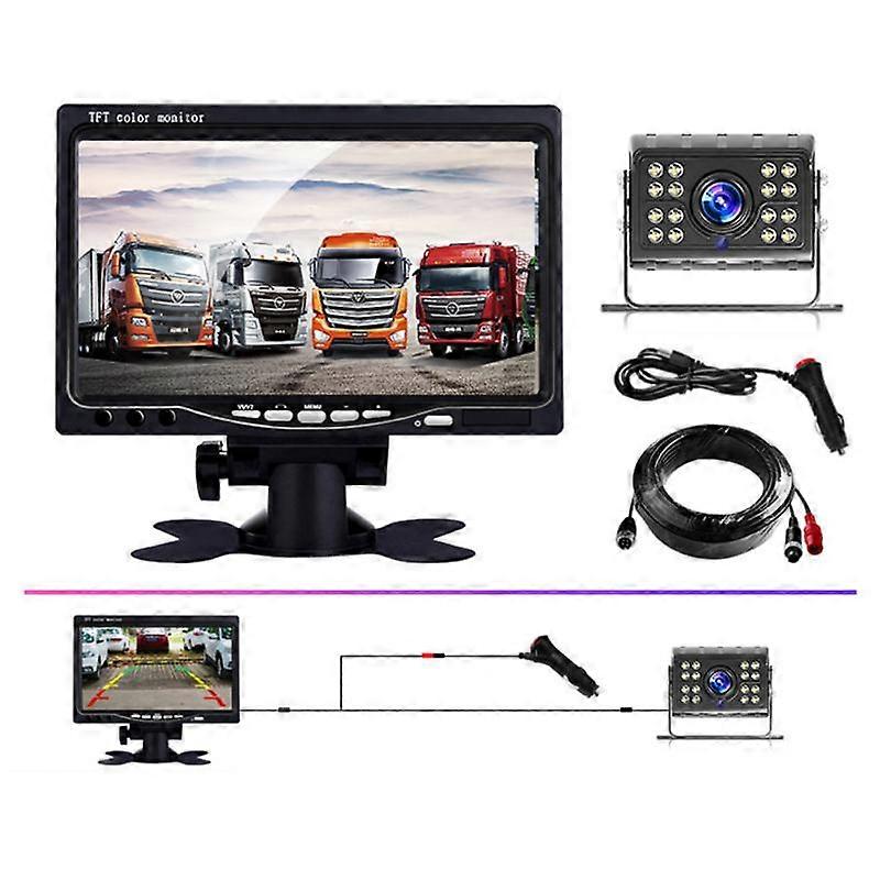 Monitor de carro de 7 '' 16 LED Visão noturna Câmera de backup de estacionamento reverso Kit de visão traseira Monitor LCD de carro para câmera de visão traseira reversa