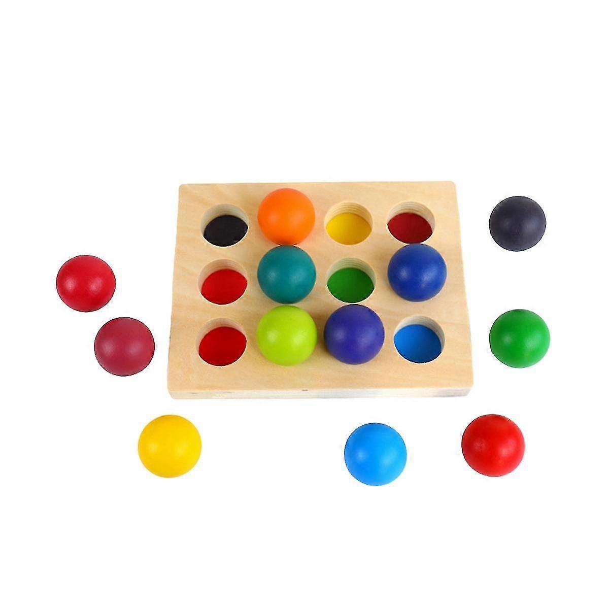 Wooden Rainbow Matching Ball With Tray, Color Sorting Board, Educational Toy Toy For Children Birthday Gift