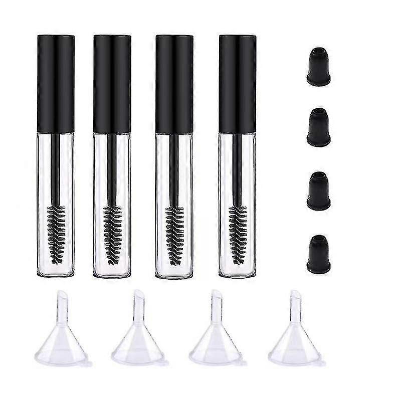 4 Pack Empty Mascara Tube With Eyelash Wand 10Ml Premium Eyelash Cream Container Bottle (Black)