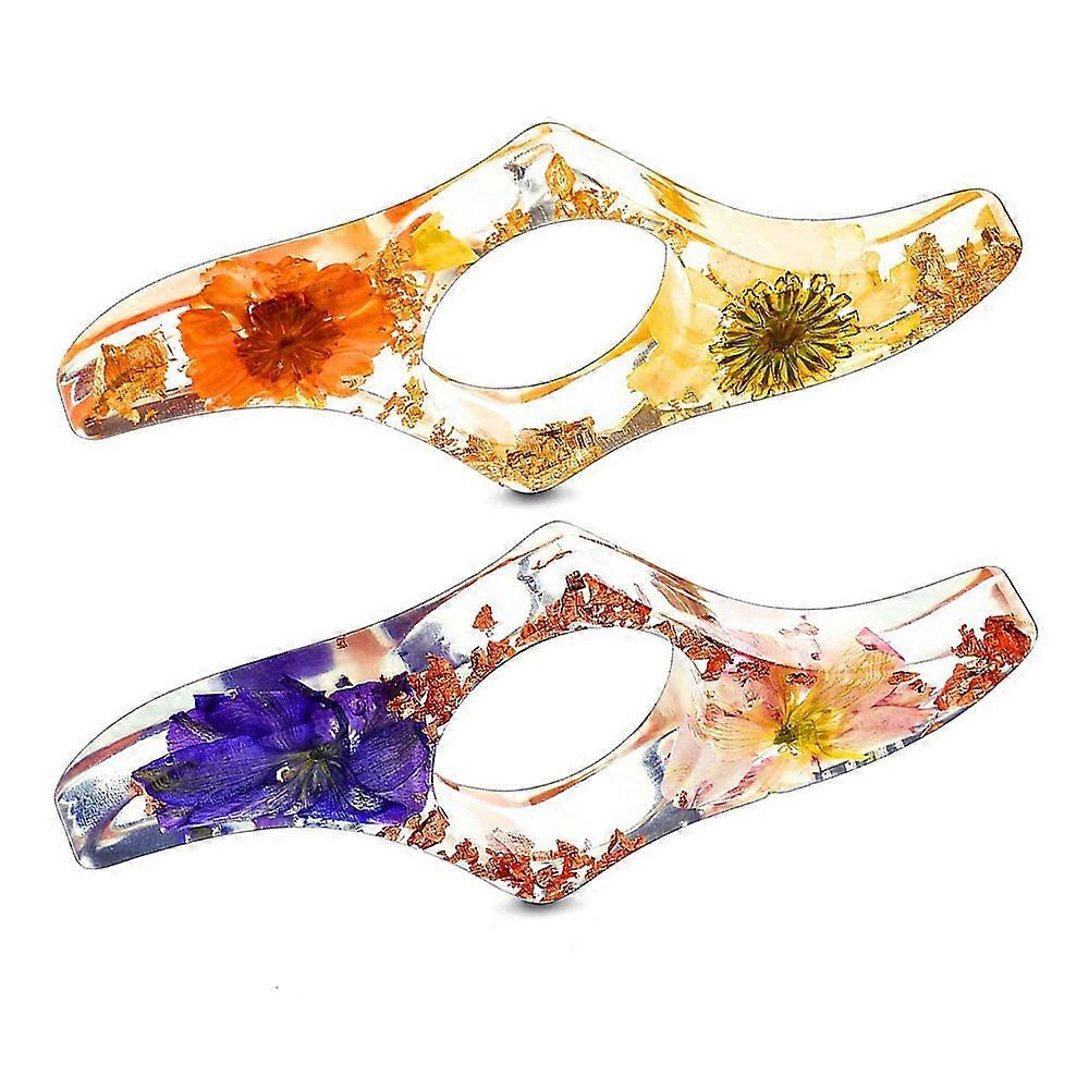 2Pcs Dried Flower Resin Thumb Book Holder-Handmade Resin Holders Light Weight Book Opener Bookmarks