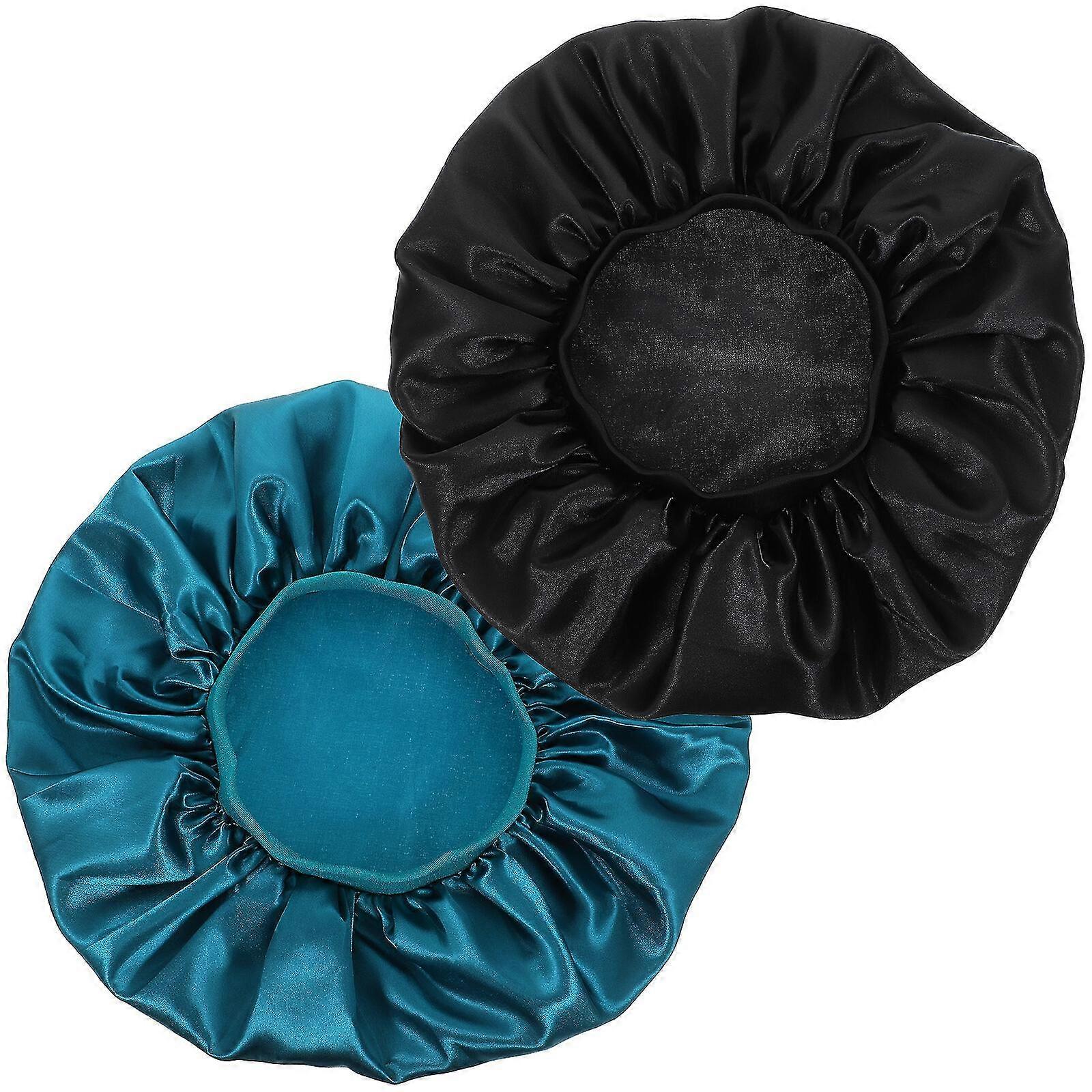 2pcs Sleeping Bonnet Satin Decorative Elastic Sleeping Cap Decorative Sleep Hat