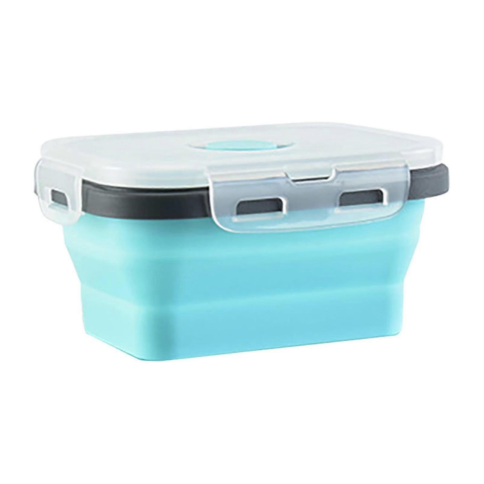 Foldable Silicone Lunch Box With Sealed Lid Portable Lightweight Food Containers For Camping Hiking