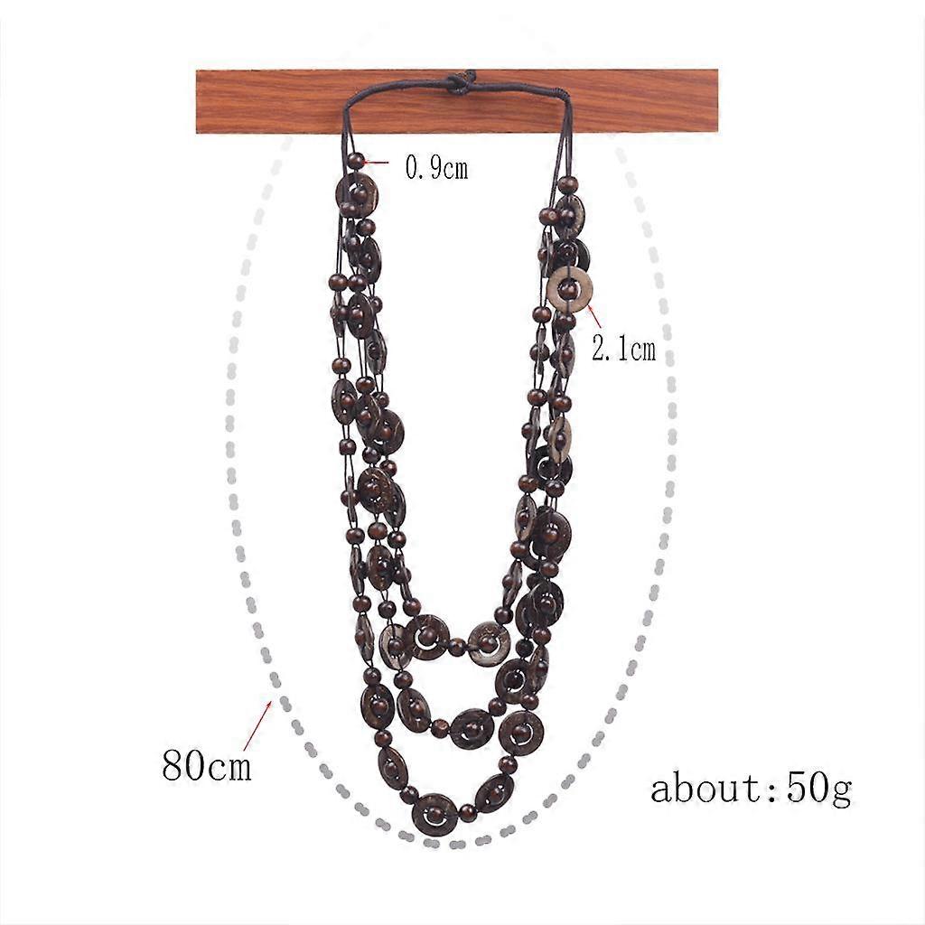 2x Collier Fait à la Main Femme Noix de Coco