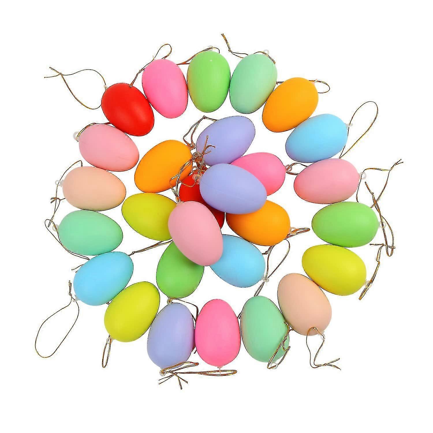 Plastic Easter Eggs, 40 Pieces Colorful Easter Egg Hanging Ornaments For Easter Tree Decoration