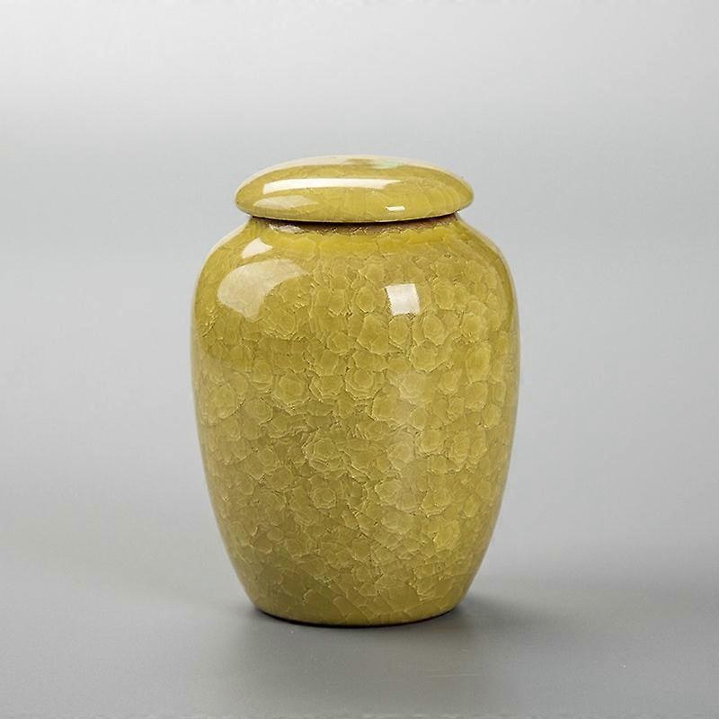 Pet Ceramics Urn Cats Dogs Memorial Urns Cremation Pet Caskets Funeral Vase Cat Cremation Ash Cracked Floral Jars Urn Pet Supply green 12x6.5cm
