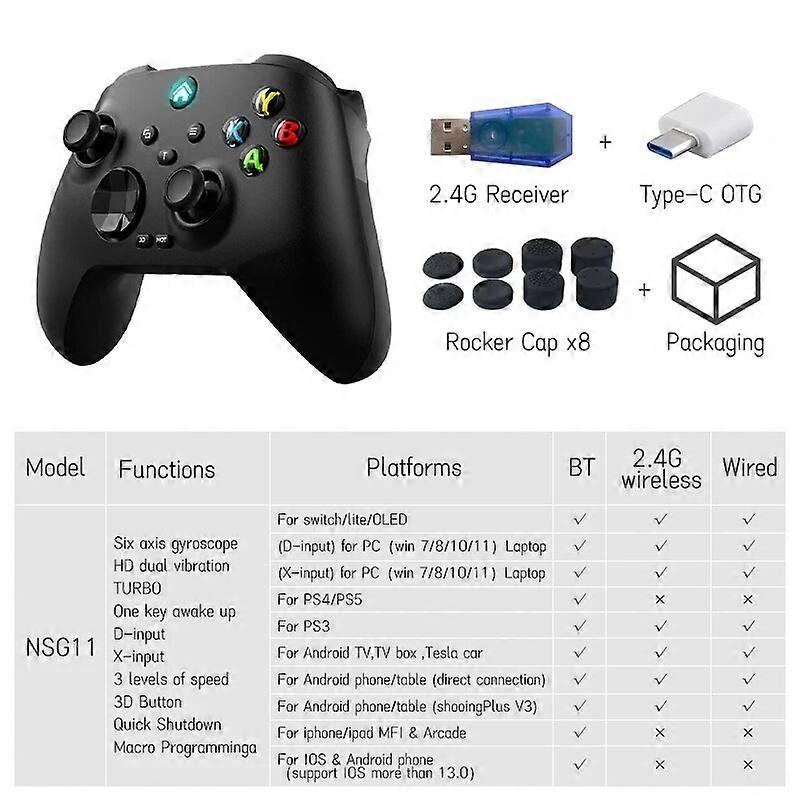 Wireless BT Gamepad Mechanical Game Controller PC Hall Trigger 3D Gyroscope Joystick for PC Computer Windows 7 10 11