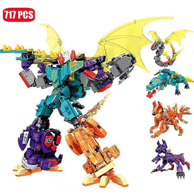 4IN1 DIY Chaos Bringer Deformation Mech Model Building Blocks MOC Animal Transforming Robot Assembly Bricks Kids Toys Boys Giftsno box Remote Control