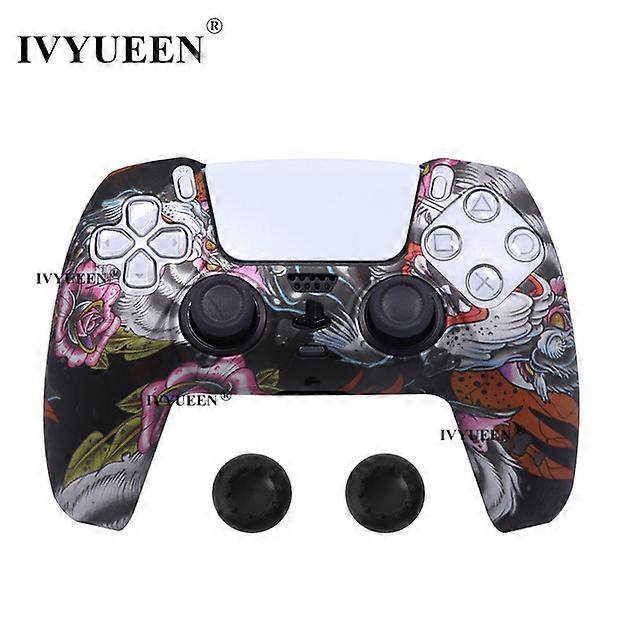 for DualSense Wireless Controller Silicone Case Cover for PS5 Protective Skin with Analog Thumbsticks Grips Caps