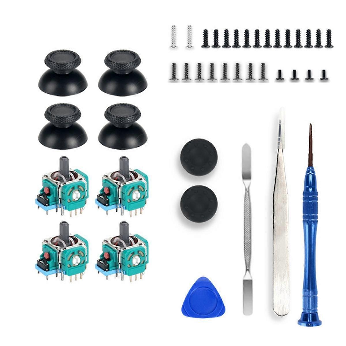 4PCS Analog Joystick with Joystick Caps for 3D Analog Joystick Potentiometer with Screwdriver Repair Kit