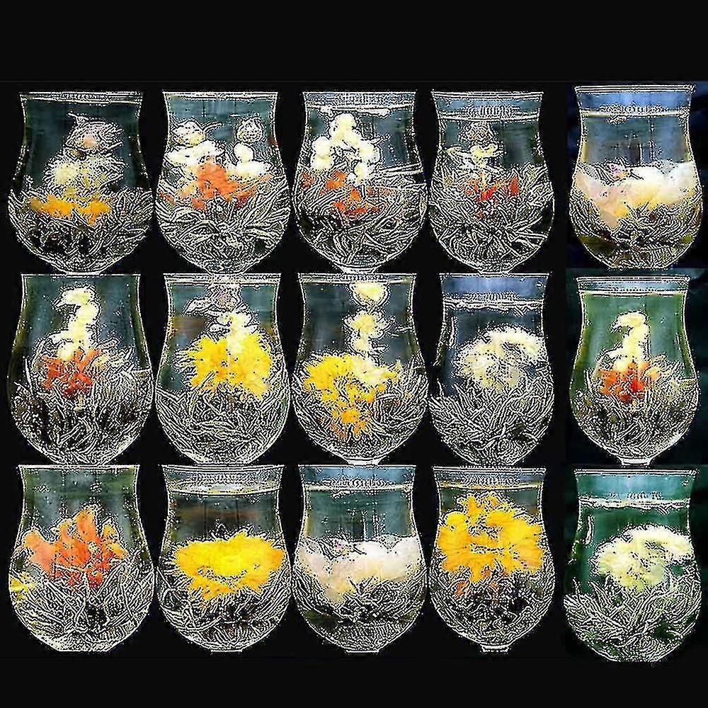 16 tipos de té chino floreciente té verde perla artística