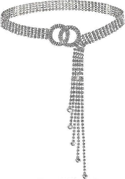 Silver - Crystal Chains Beaded Waist Belts Women's Waist Chains O-Shaped Ring Chains Gift