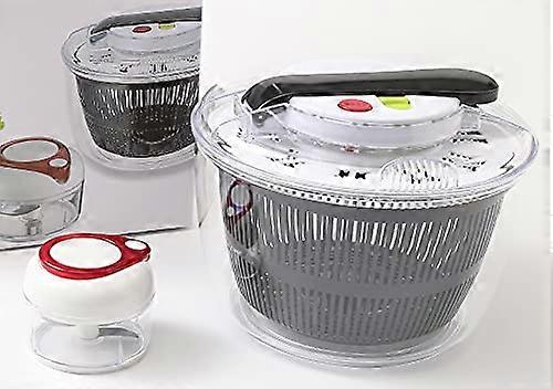 5L Large Manual Lettuce Spinner and Fruit Vegetable Washing and Drying Machine with Safety Lid Lock and Rotating Handle to Drain Lettuce Quick Spine