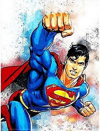 طقم الرسم الماس الكريبتوني الخارق للبالغين ، 5D حفر كامل DIY الفنون والحرف اليدوية مجموعة هدايا ديكور العمل الفني Bling مع أحجار كريمة كريستال 11.81x