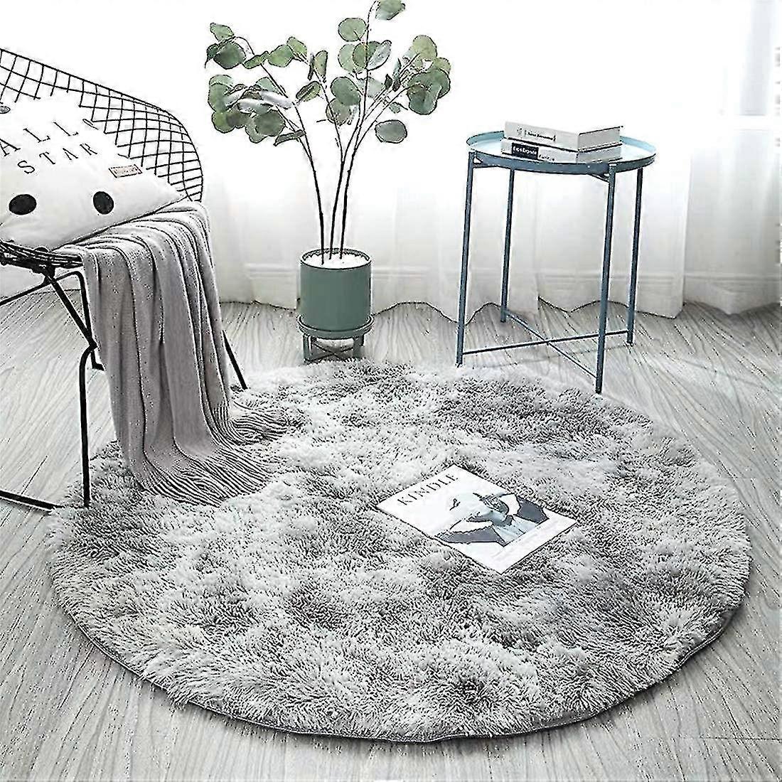 Tflycq Colorful Rug, Modern Rug Bedroom Decoration Fluffy Rug Fluffy Rug Living Room Soft Round Rug Living Room Non-Slip Rug Bedroom Floor Mat, (Light