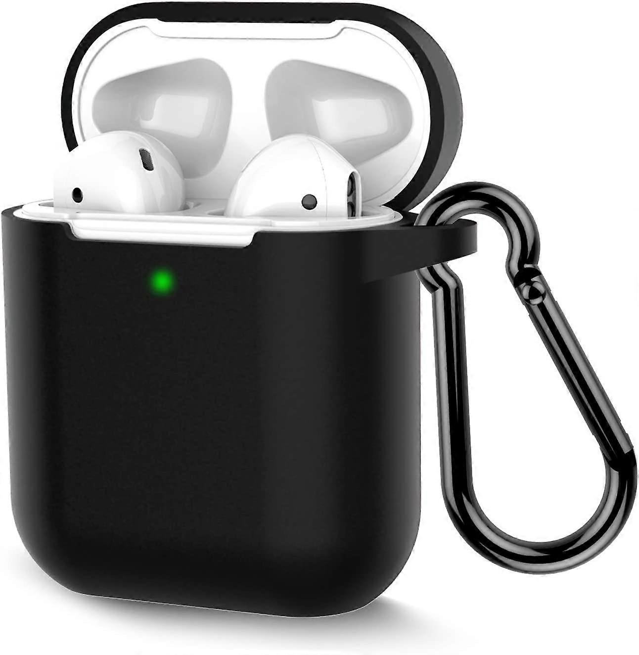 Coffea Protective Silicone Case with Keychain for Apple AirPods 2 (Black) B-Black -