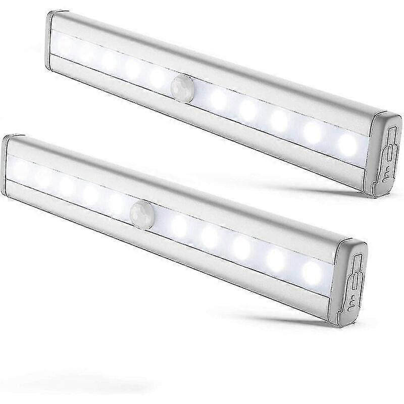 I Led Strip I Set Of 2 Led Night Lights With Motion Detector I Self-adhesive I Battery Powered I Aluminum