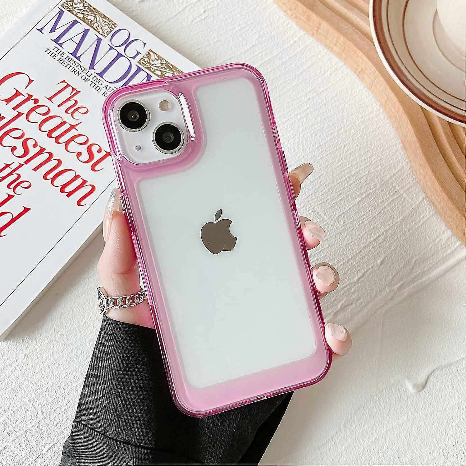 Case for iPhone 13 6.1 Inch, Clear Soft Silicone Bumper Protective Retro Color Transparent Shockproof Slim Phone Case Cover for iPhone 13 6.1 Inch - P