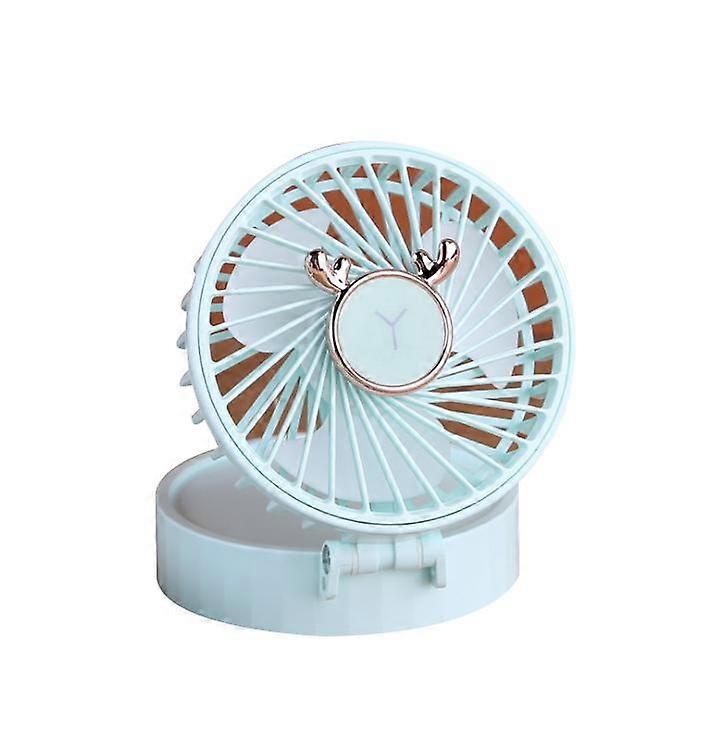 Folding small fan and lighted makeup mirror, USB charging, neck hanging and hand-held