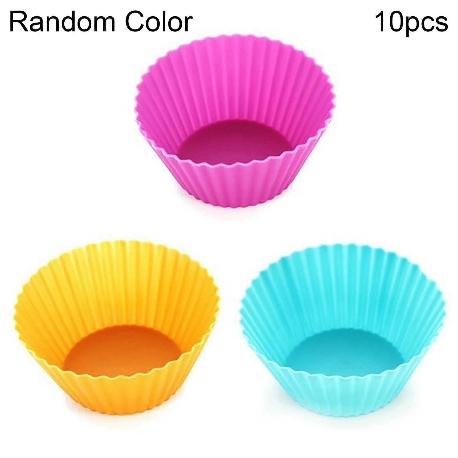 10Pcs Round Silicone Cake Muffin Cupcake Mold Maker Reusable Pastry Baking Tool