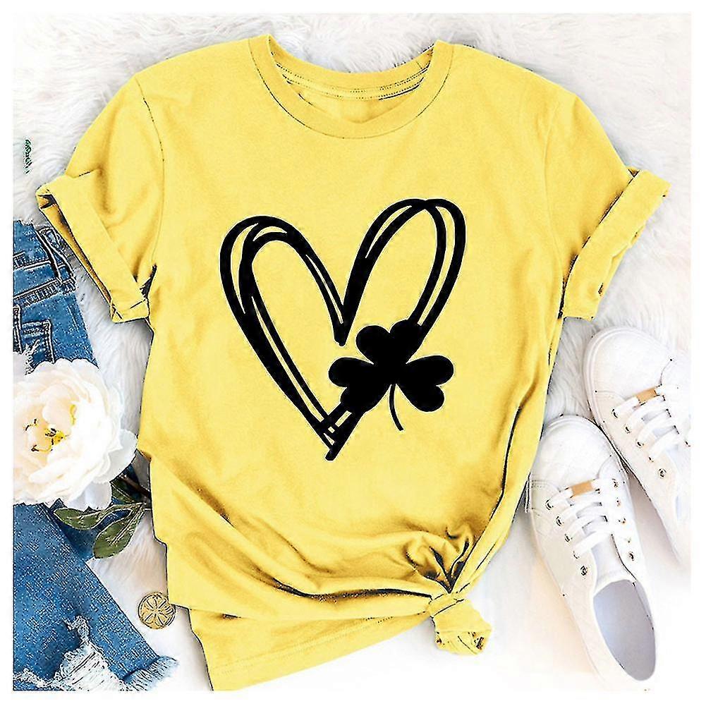 Moda Kalp Yonca Baskı Kısa Kollu Rahat Nefes Alabilir Gömlek Üst Kadınlar Için Kızlar Kadın Yüksek Kalite