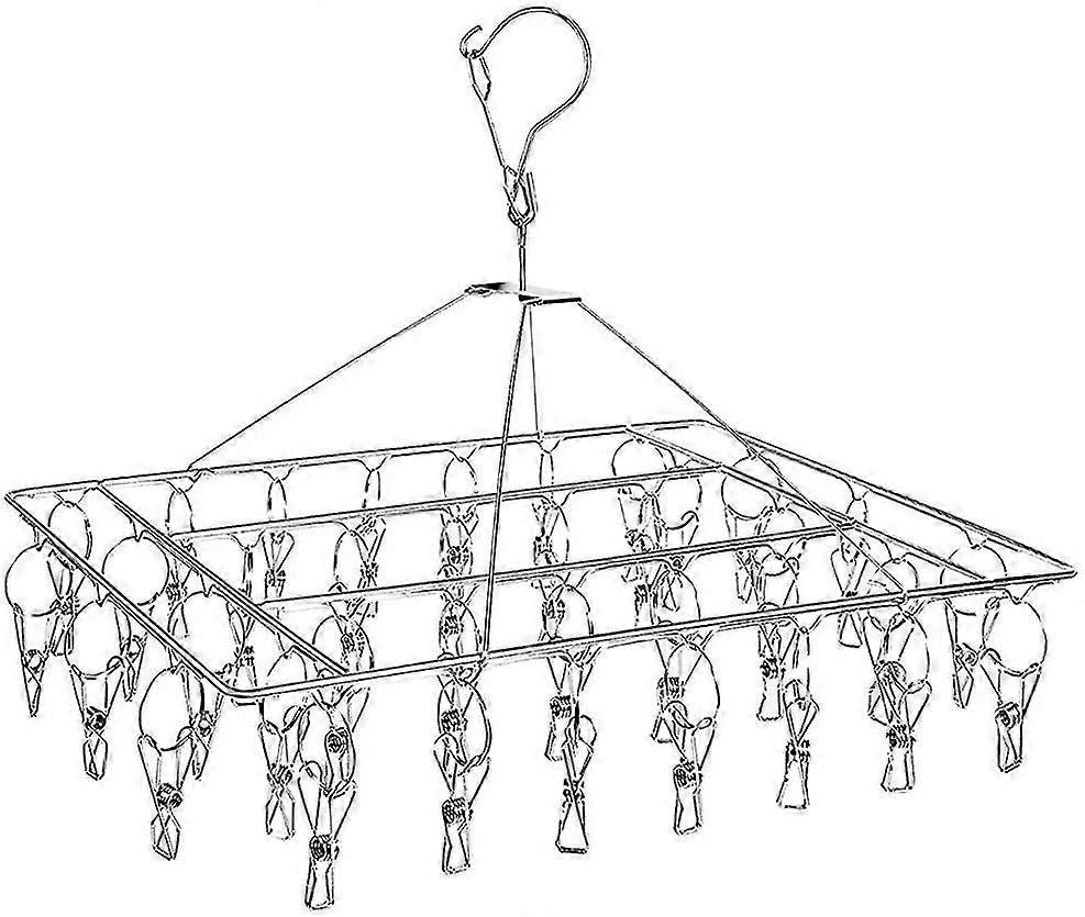 Stainless Steel Laundry Drying Rack Clothes Hanger With 36 Clips