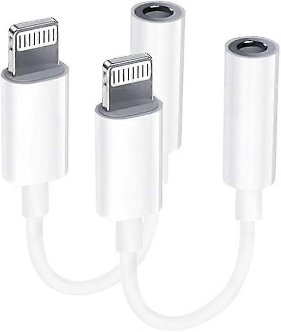 2 Pack Lightning to 3.5mm Jack AdapterHeadphone Adapter for Cable Splitter Compatible with iPhone  for all iOS systems