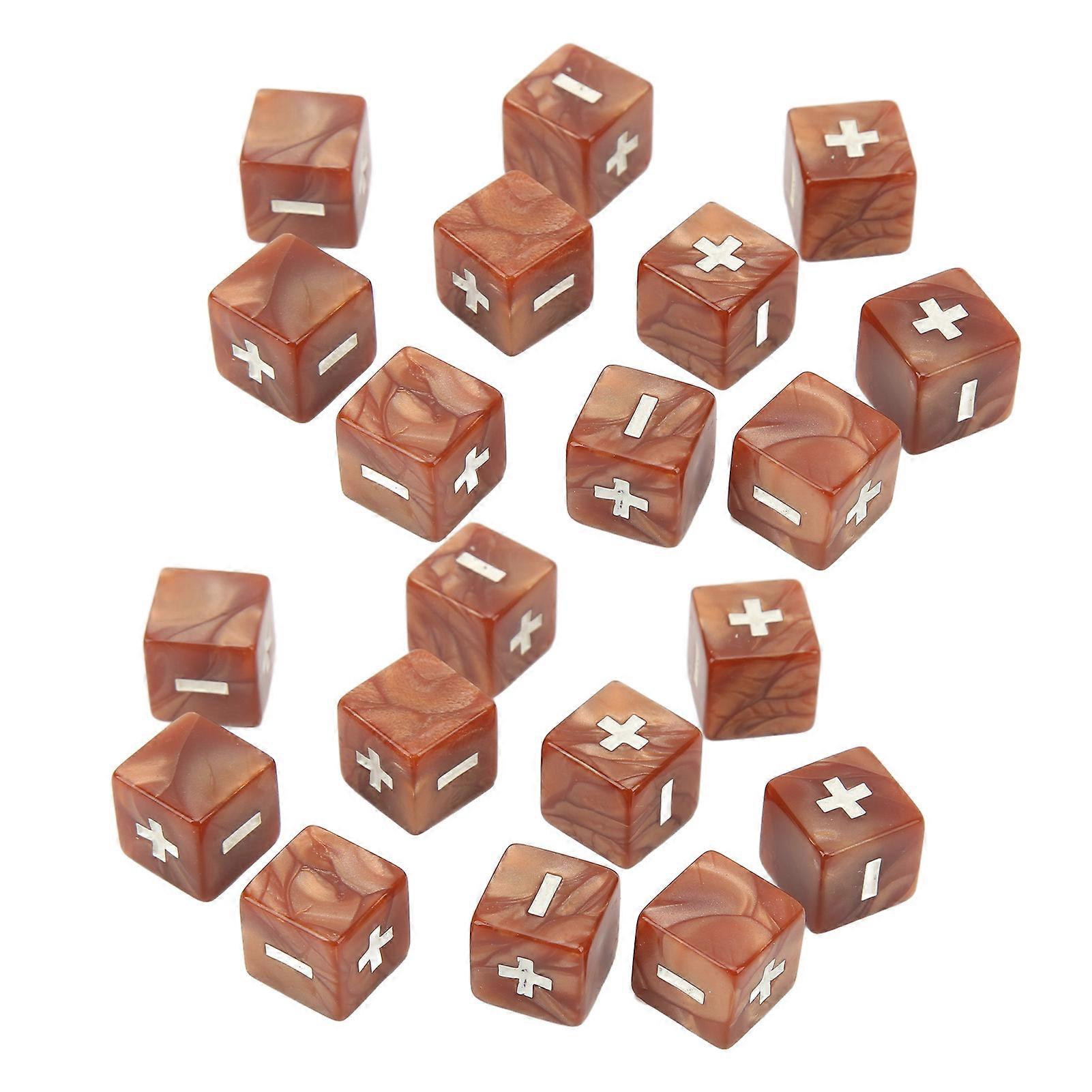 20pcs Math Plus Minus Sign Dices 16mm Math Operation Calculation Dice Set for Infant Education Brown