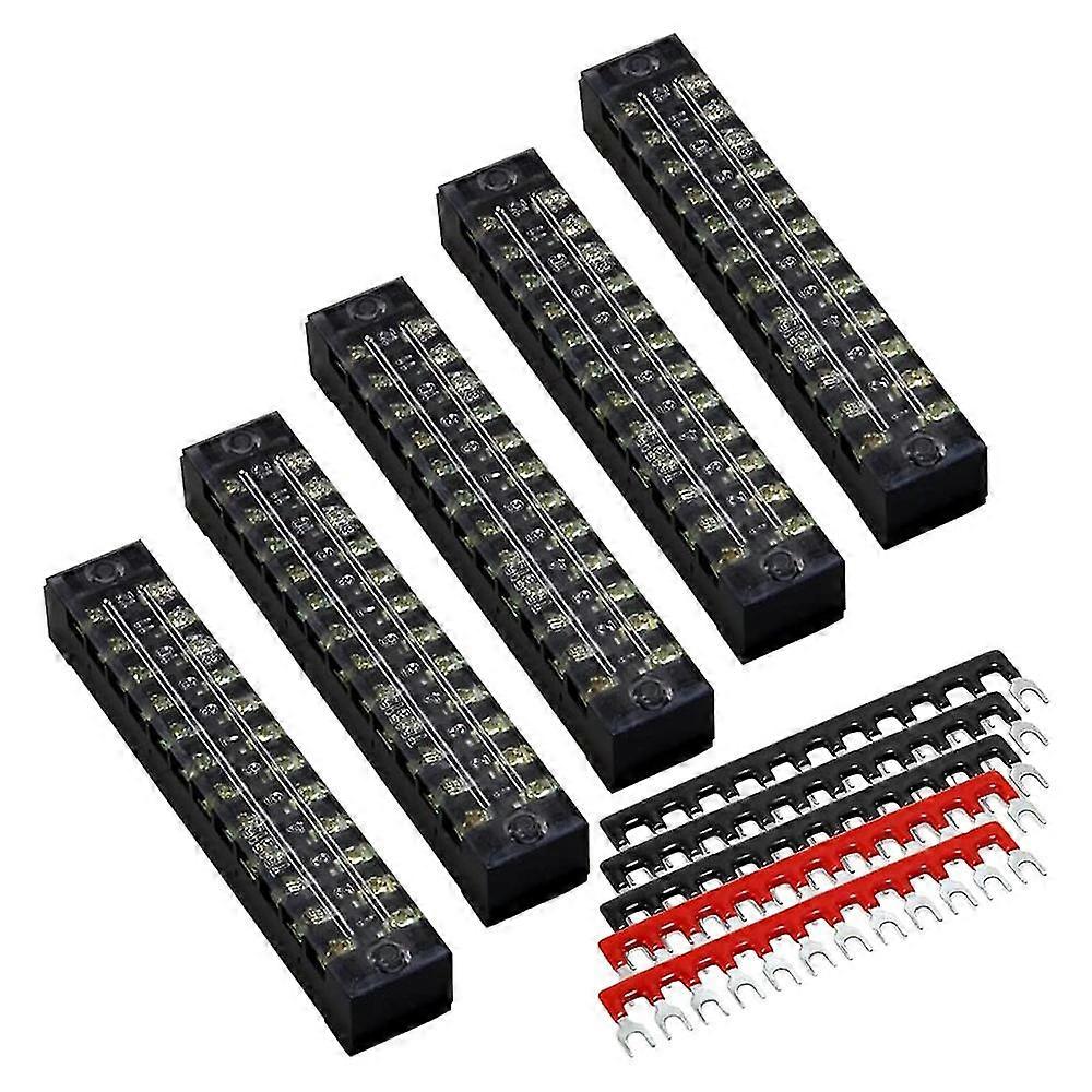 10 Pcs Terminal Block 12 Positions Dual Row 600v 15a Screw Terminal Strip Blocks With Cover Termina