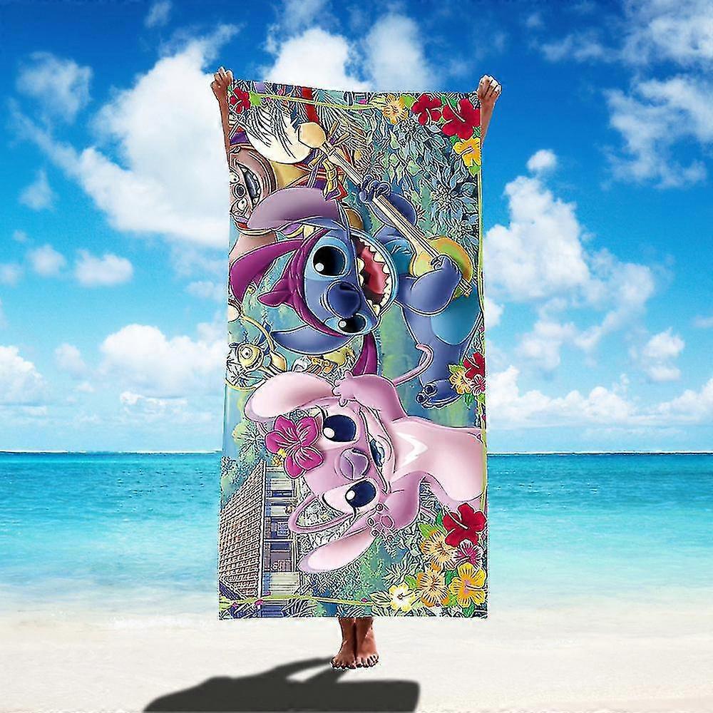 2023 1pc 75x150cm Disney Lilo & Stitch Beach Towel Soft Absorbent Bath Towel Children Boys Girls Pool Party Gift Microfiber Bath Towe