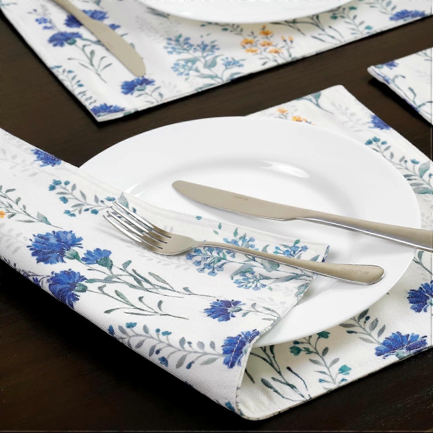 مجموعة المفارش المصنوعة من القماش القابل للغسل من 4 لطاولة الطعام ، ديكور سطح المكتب ، طبقتين ، حصائر مستطيلة مقاومة للحرارة ، 12 × 18 بوصة ، Watercolo