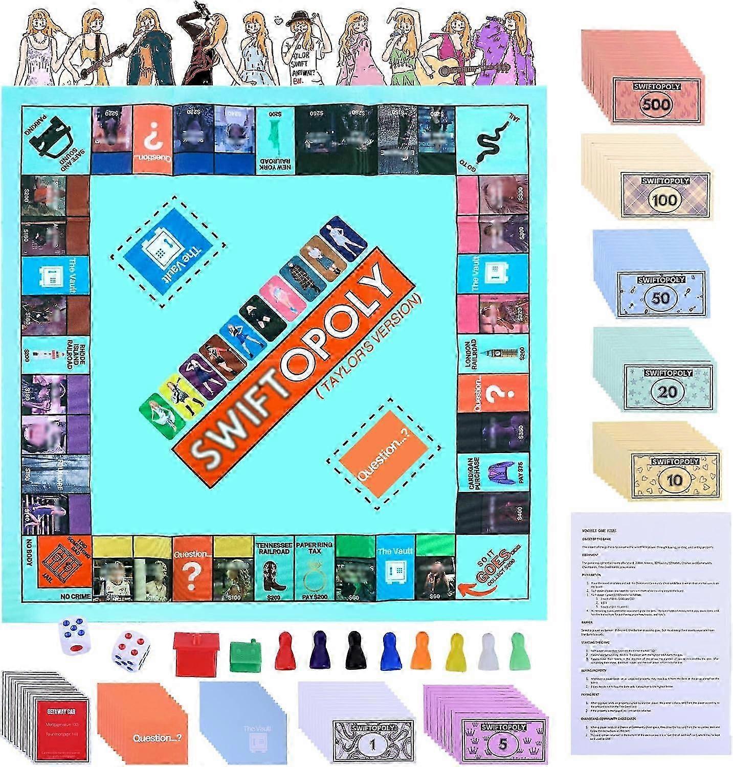 Music Board Game, Fun Music Games for Game Night, Monopoly Board Game for Fans Great Gifts for Music Lovers,Meeting Fans Partys Events Music Concert S