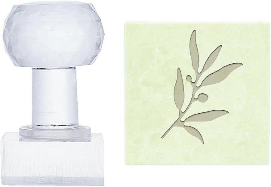 Olive Leaf Soap Stamp Soap Embossing Stamp Soap Stamp for Soap Maker Soap Chapter Imprint Stamp with Handle for Handmade Soap Clay Pottery Arts Crafts
