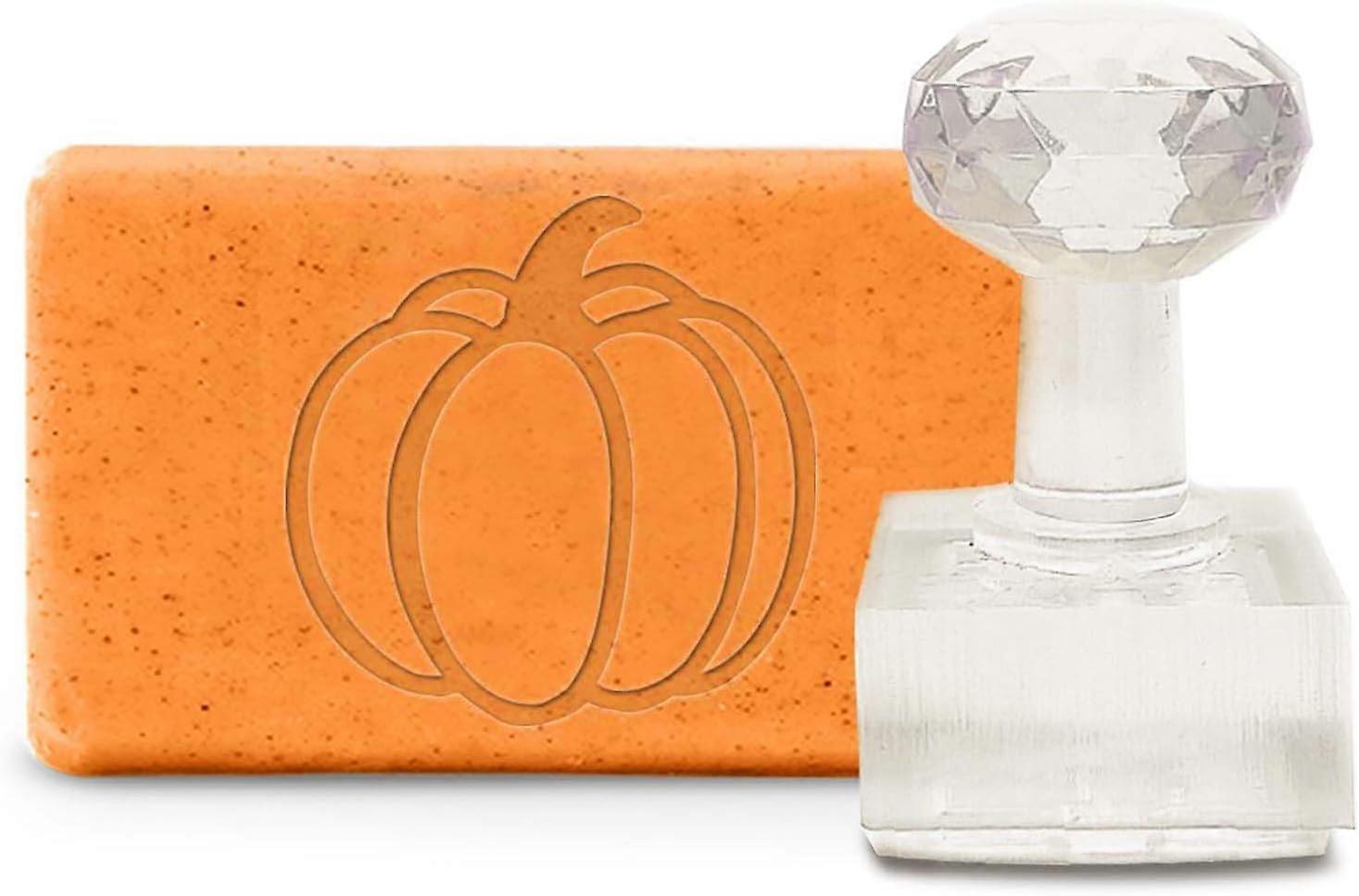 Acrylic Soap Stamp Pumpkin Handmade Soap Chapter Imprint Embossing with Handle Embossing for Cookie Clay Pottery Stamp Biscuits Gummier DIY Arts Craft
