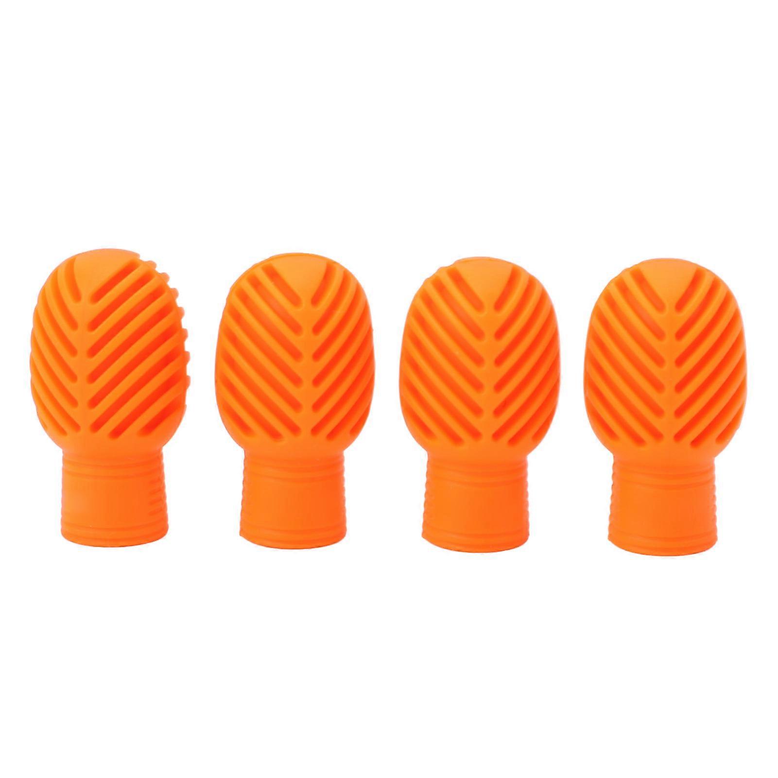 4PCS Drumstick Silent Practice Tip Silicone Stretchable Drum Practice Percussion Tip Orange