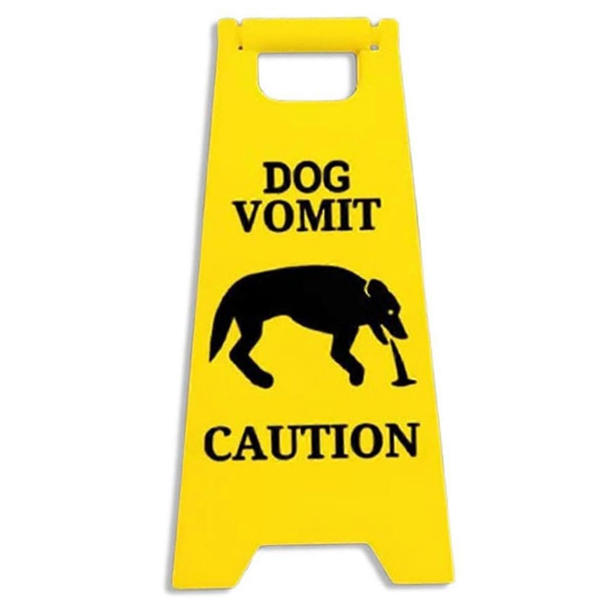 Dog Vomit Sign,4 Inch Vomit Wet Floor Sign,Dog Vomit Warning Sign Decoration Yard Sign