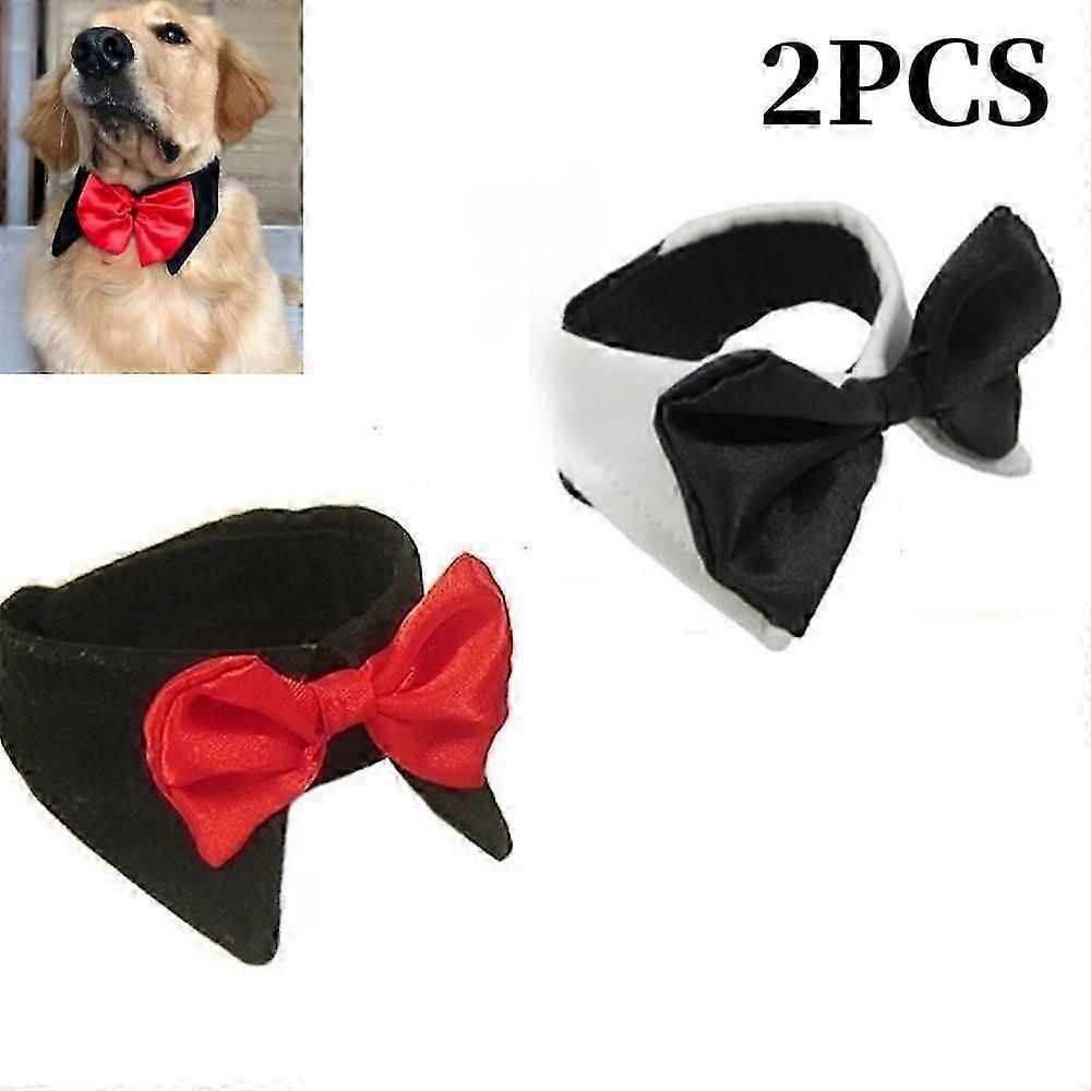 2PCS Dog Bow Tie Wedding Dog Collar Pet Collar Adjustable Bow Tie Bow Tie Suitable For Large Dogs 55.8-63.5 Cm