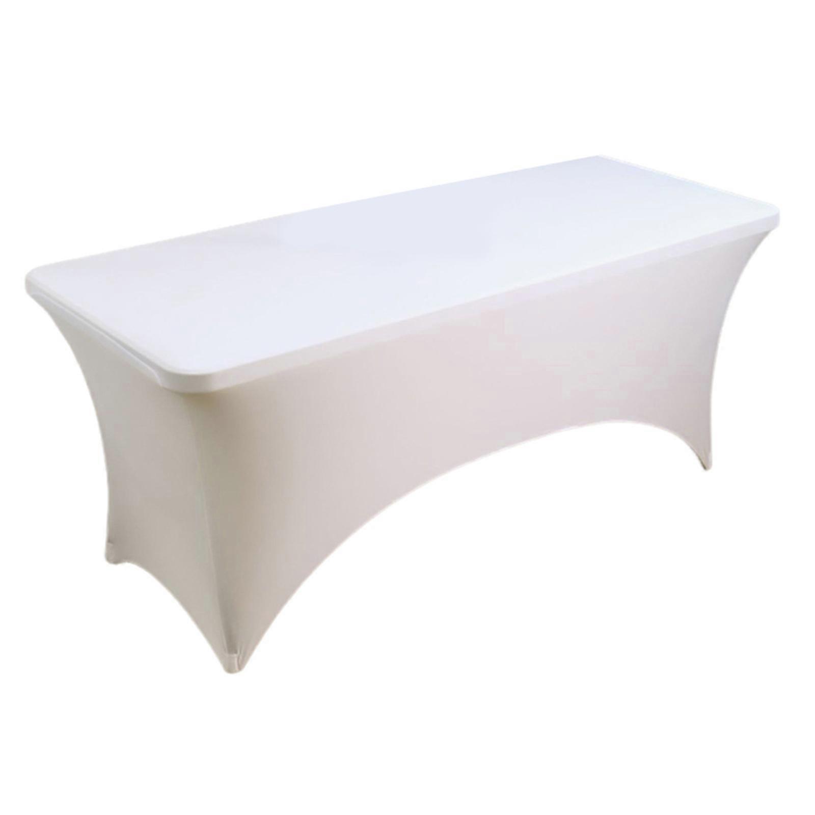 Stretchable Rectangular Tablecloth Cocktail Spandex Table Cloth Bars Hotel Wedding Party Exhibition Table Cover  White